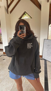 Sports Club Oversized Hoodie in Faded Black